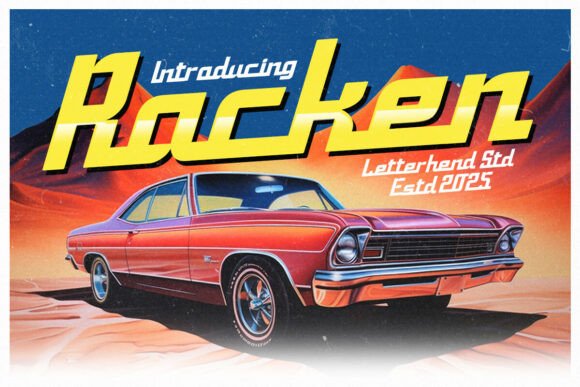 Racken: A Bold Retro Display Font for High-Speed Designs